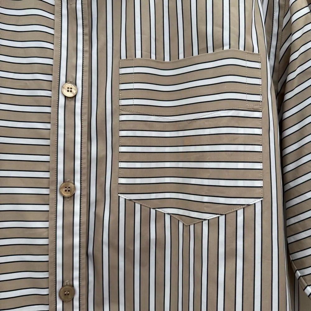 NWT Lafayette 148 New York Oversize Stripe Cotton Button-Up Shirt - Picture 7 of 16